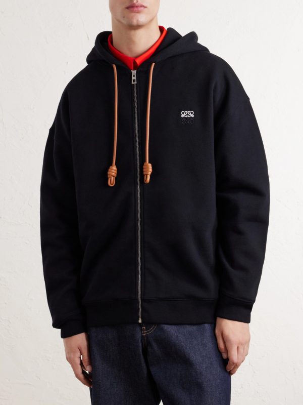 Anagram-Embroidered Cotton-Jersey Zip-Up Hoodie - FR Anagram-Embroidered Cotton-Jersey Zip-Up Hoodie - FR