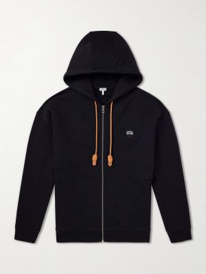 Anagram-Embroidered Cotton-Jersey Zip-Up Hoodie Anagram-Embroidered Cotton-Jersey Zip-Up Hoodie
