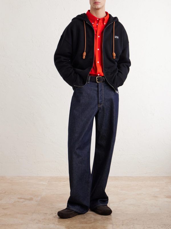 Anagram-Embroidered Cotton-Jersey Zip-Up Hoodie - OU Anagram-Embroidered Cotton-Jersey Zip-Up Hoodie - OU
