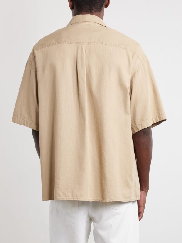 Camp-Collar Anagram-Detailed Cotton-Twill Shirt - BK