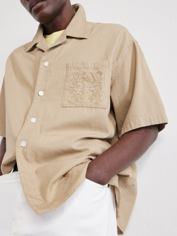 Camp-Collar Anagram-Detailed Cotton-Twill Shirt - CU