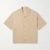 Camp-Collar Anagram-Detailed Cotton-Twill Shirt