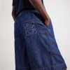 Wide-Leg Anagram-Detailed Cotton-Chambray Drawstring Shorts - CU Wide-Leg Anagram-Detailed Cotton-Chambray Drawstring Shorts - CU