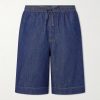 Wide-Leg Anagram-Detailed Cotton-Chambray Drawstring Shorts Wide-Leg Anagram-Detailed Cotton-Chambray Drawstring Shorts
