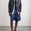 Wide-Leg Anagram-Detailed Cotton-Chambray Drawstring Shorts - OU Wide-Leg Anagram-Detailed Cotton-Chambray Drawstring Shorts - OU
