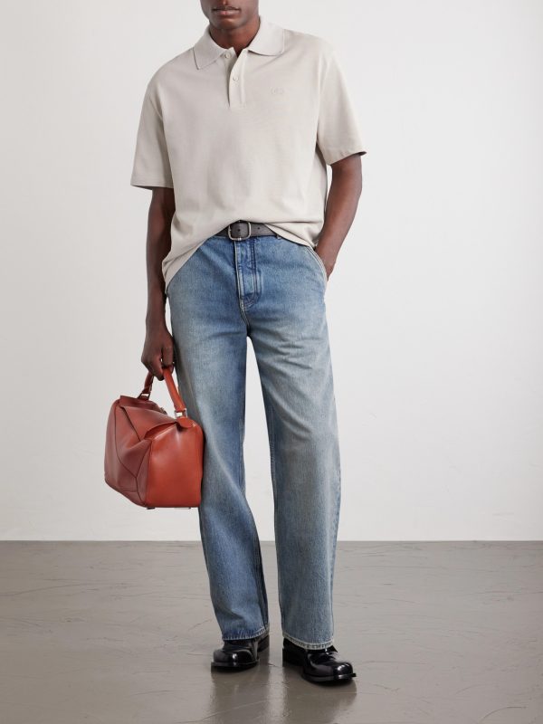 Anagram-Embroidered Cotton-Piqué Polo Shirt - OU Anagram-Embroidered Cotton-Piqué Polo Shirt - OU