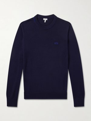 Anagram-Embroidered Wool-Blend Sweater