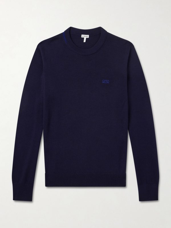 Anagram-Embroidered Wool-Blend Sweater Anagram-Embroidered Wool-Blend Sweater