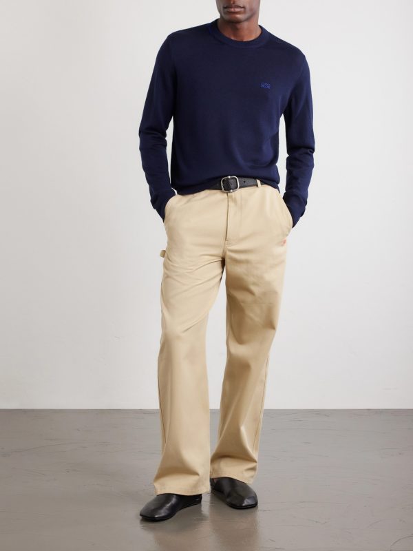 Anagram-Embroidered Wool-Blend Sweater - OU Anagram-Embroidered Wool-Blend Sweater - OU
