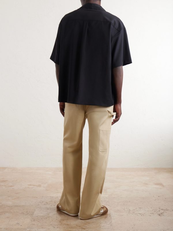 Logo-Embroidered Short-Sleeve Wool-Blend Shirt - BK