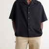 Logo-Embroidered Short-Sleeve Wool-Blend Shirt - FR
