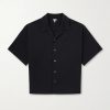Logo-Embroidered Short-Sleeve Wool-Blend Shirt