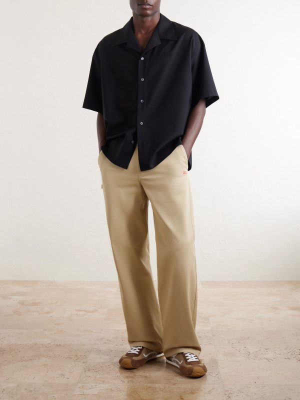 Logo-Embroidered Short-Sleeve Wool-Blend Shirt - OU