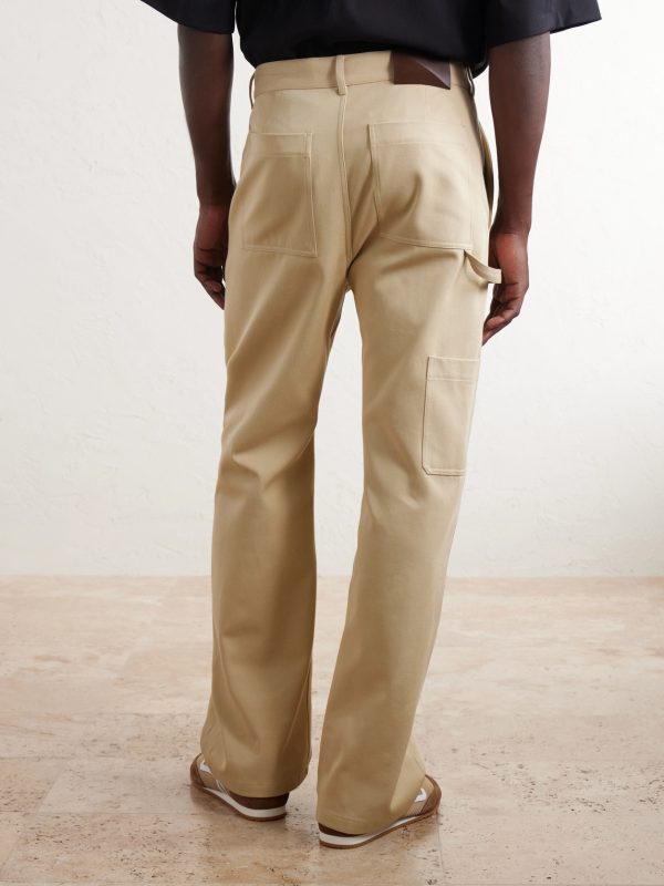 Logo-Embroidered Wide-Leg Cotton-Blend Drill Trousers - BK