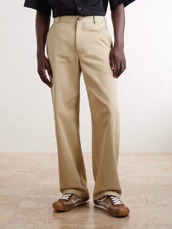 Logo-Embroidered Wide-Leg Cotton-Blend Drill Trousers - FR