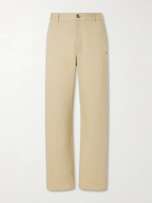 Logo-Embroidered Wide-Leg Cotton-Blend Drill Trousers