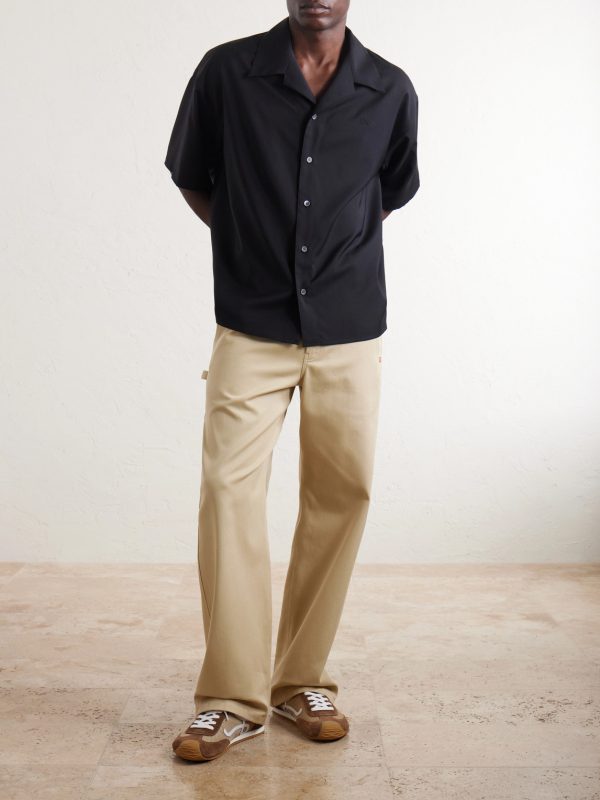 Logo-Embroidered Wide-Leg Cotton-Blend Drill Trousers - OU