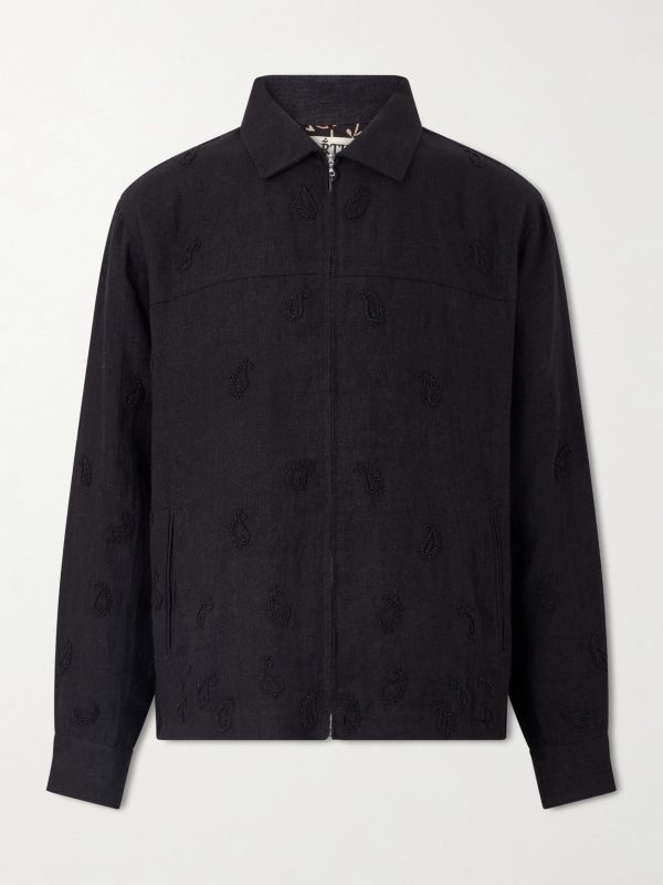 Embellished Linen Blouson Jacket Embellished Linen Blouson Jacket
