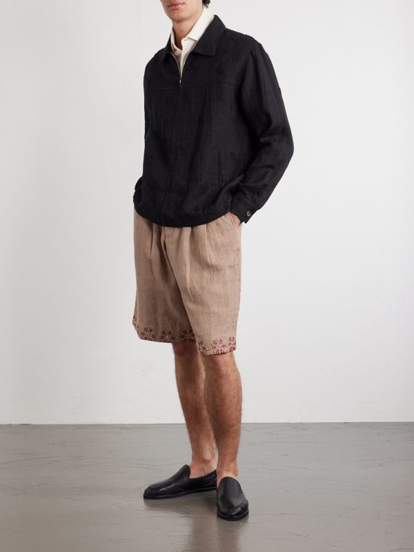 Embellished Linen Blouson Jacket - OU Embellished Linen Blouson Jacket - OU
