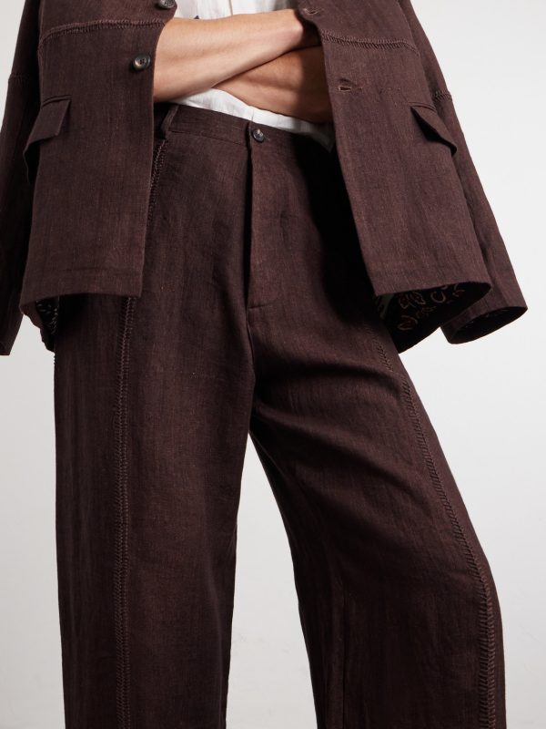 Rabari Embroidered Straight-Leg Linen Suit Trousers - E1 Rabari Embroidered Straight-Leg Linen Suit Trousers - E1