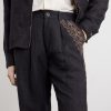 Straight-Leg Zardozi Embroidered Pleated Linen Trousers - CU