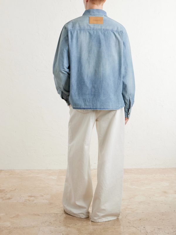 Slant Logo-Appliquéd Panelled Denim Shirt - BK Slant Logo-Appliquéd Panelled Denim Shirt - BK