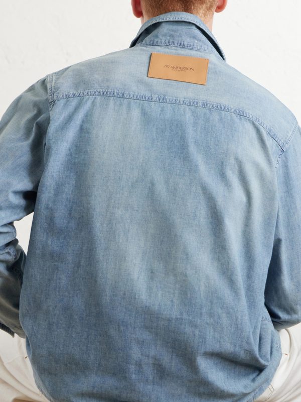 Slant Logo-Appliquéd Panelled Denim Shirt - CU Slant Logo-Appliquéd Panelled Denim Shirt - CU