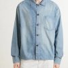 Slant Logo-Appliquéd Panelled Denim Shirt - FR Slant Logo-Appliquéd Panelled Denim Shirt - FR