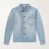Slant Logo-Appliquéd Panelled Denim Shirt Slant Logo-Appliquéd Panelled Denim Shirt