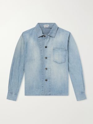 Slant Logo-Appliquéd Panelled Denim Shirt Slant Logo-Appliquéd Panelled Denim Shirt