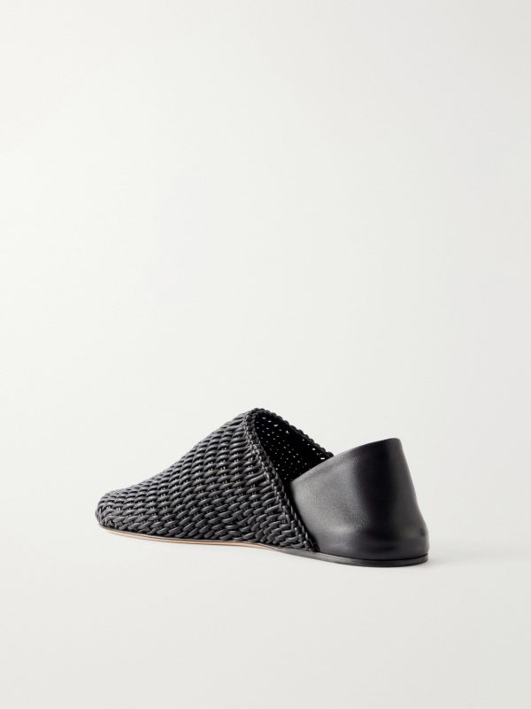 Slipper Woven-Leather Mules - BK Slipper Woven-Leather Mules - BK