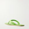 Leaf Logo-Debossed Leather Sandals - BK