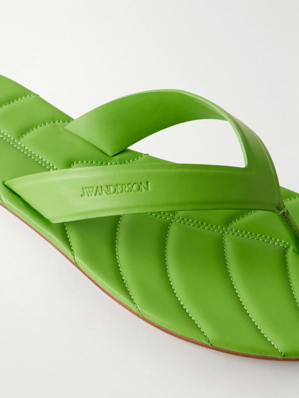 Leaf Logo-Debossed Leather Sandals - CU