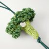 Broccoli Crocheted Cotton and Leather Bag Charm - CU Broccoli Crocheted Cotton and Leather Bag Charm - CU