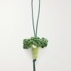 Broccoli Crocheted Cotton and Leather Bag Charm Broccoli Crocheted Cotton and Leather Bag Charm