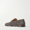 Woven Suede Penny Loafers - BK Woven Suede Penny Loafers - BK