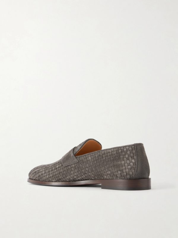 Woven Suede Penny Loafers - BK Woven Suede Penny Loafers - BK