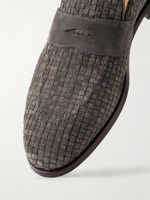Woven Suede Penny Loafers - CU Woven Suede Penny Loafers - CU