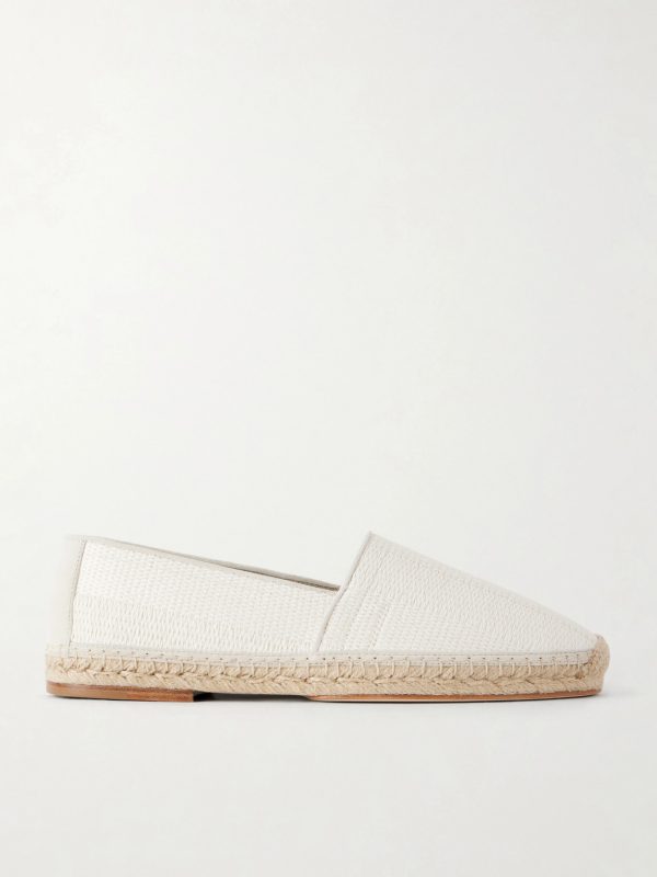 Leather-Trimmed Woven Raffia Espadrilles Leather-Trimmed Woven Raffia Espadrilles