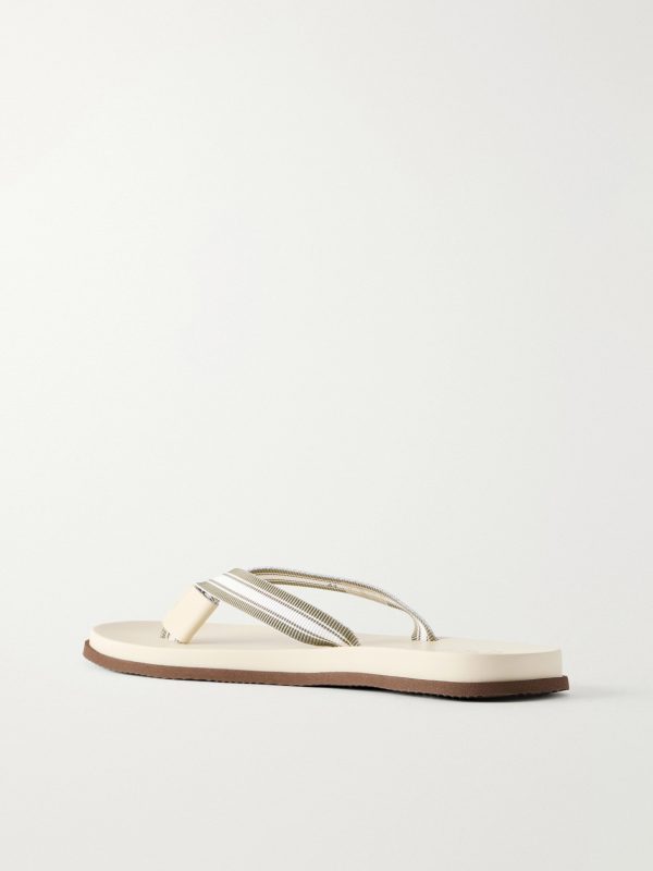 Striped Canvas Flip Flops - BK Striped Canvas Flip Flops - BK