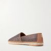 Leather-Trimmed Woven Raffia Espadrilles - BK