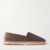 Leather-Trimmed Woven Raffia Espadrilles