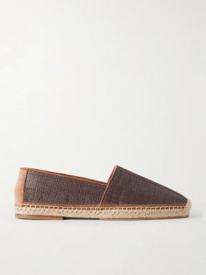 Leather-Trimmed Woven Raffia Espadrilles Leather-Trimmed Woven Raffia Espadrilles