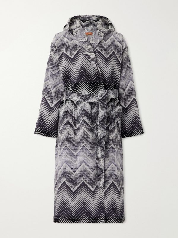 Marea Striped Cotton-Terry Hooded Robe - OU Marea Striped Cotton-Terry Hooded Robe - OU
