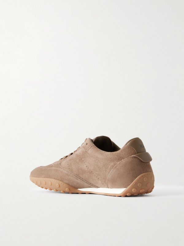 Panelled Leather-Trimmed Suede Sneakers - BK