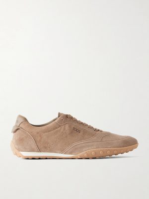 Panelled Leather-Trimmed Suede Sneakers