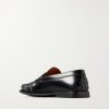 Logo-Debossed Gathered Leather Loafers - BK Logo-Debossed Gathered Leather Loafers - BK