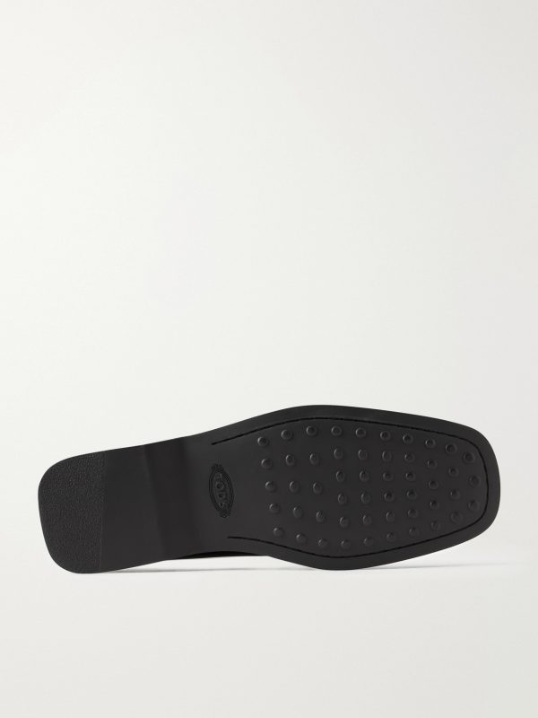 Logo-Debossed Gathered Leather Loafers - E1 Logo-Debossed Gathered Leather Loafers - E1