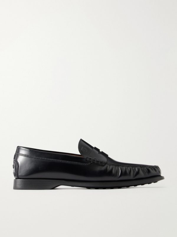 Logo-Debossed Gathered Leather Loafers Logo-Debossed Gathered Leather Loafers