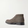 Logo Debossed Suede Lace-Up Boots - BK Logo Debossed Suede Lace-Up Boots - BK